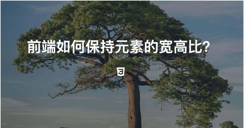 前端如何保持元素的宽高比？